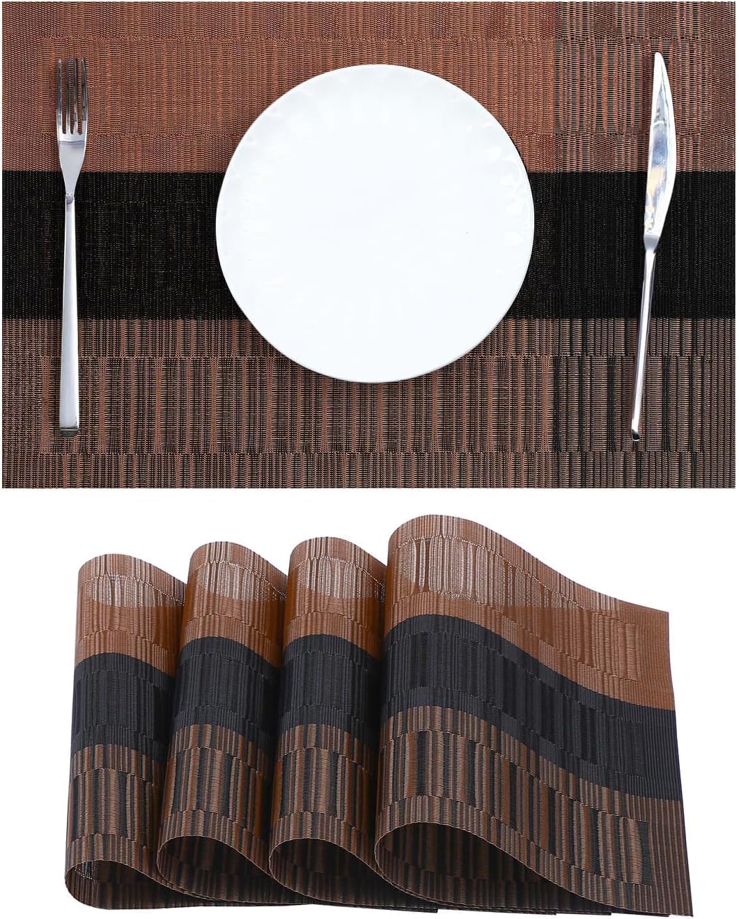 KONSSE Placemats Dining Table Place Mats | Placemats Table Mat PVC Material | Non-Slip Heat Resistant | Dining Tablemates Washable Anti-Skid | Size 45 x 30cm (6 PCS Square Gold) — Amazon image 15