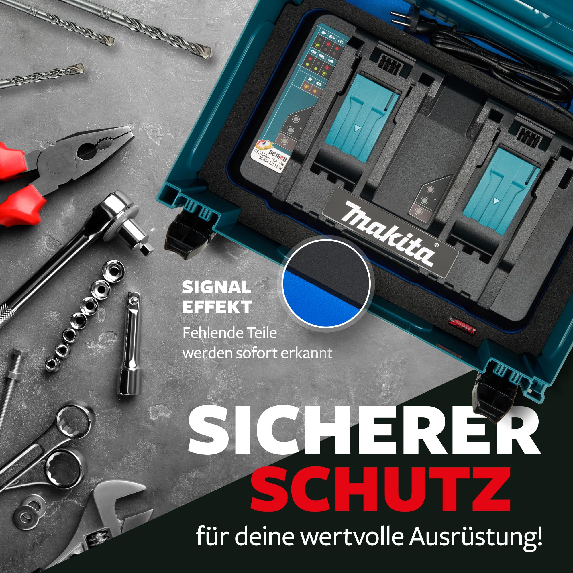 Makita DC18RD Schaumeinlage für MakPac Gr. 2-3 APTEX Polstereinlage