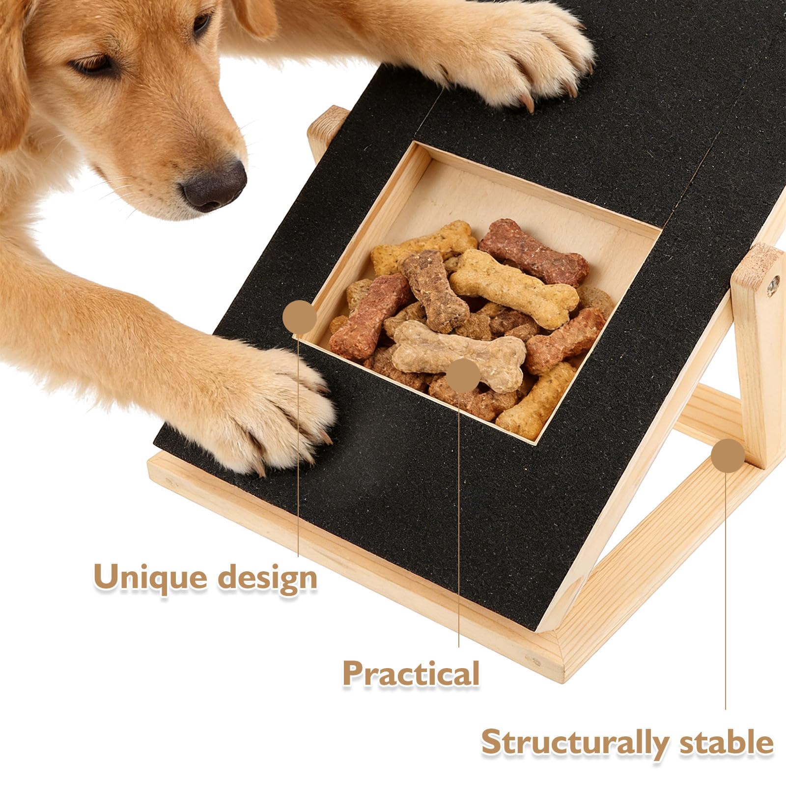 Krallenfeilenbrett für Hunde mit Leckerlischublade, Höhenverstellbar | Welpen und Hunde, für Innenbereich, Brettform mit Integrierter Schublade, Holzdesign