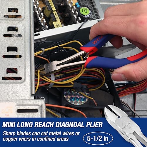 Miniatura 6 de WORKPRO Juego de mini alicates de largo alcance, kit de 3 piezas que incluye punta de aguja de 7 pulgadas, nariz doblada de 6 pulgadas, alicates