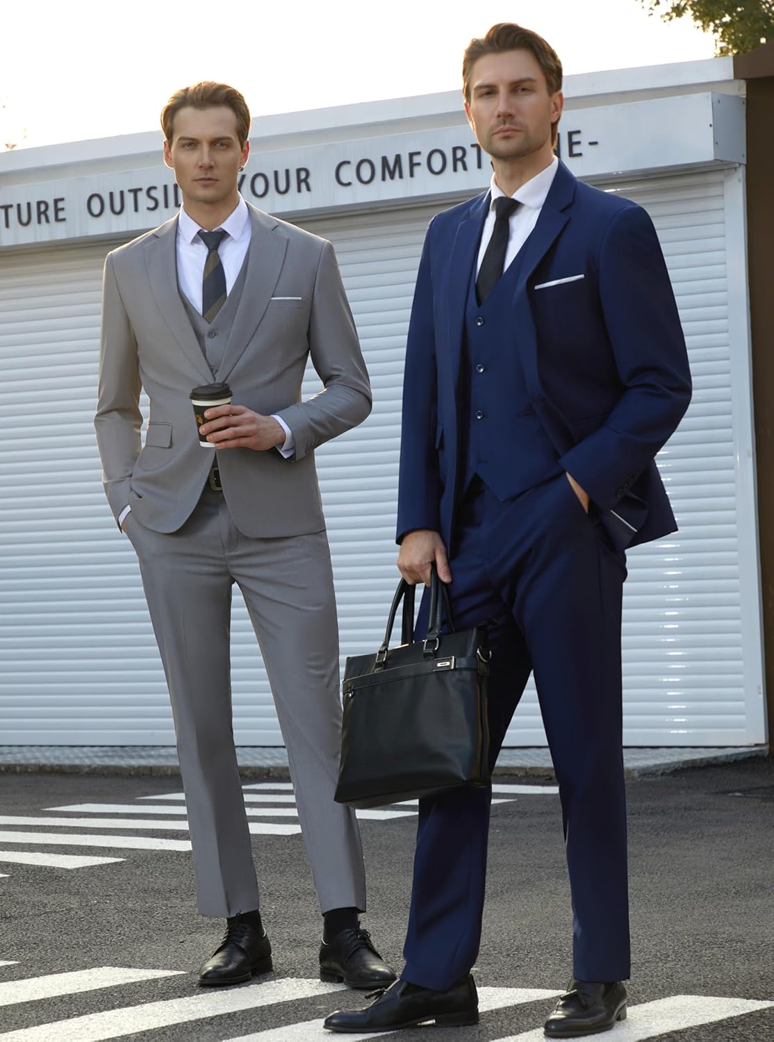 WULFUL Men’s Slim Fit Suit One Button 3-Piece Blazer Dress Business Wedding... - Picture 63 of 257