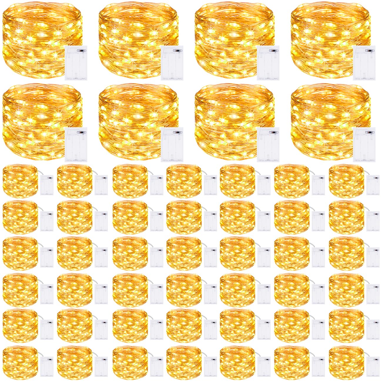 kolpop Guirlande lumineuse LED à piles [50 pièces] - Guirlande lumineuse pour chambre - 5 m - 50 micro LED - Pour fête, sapin de Noël, Halloween, mariage - Blanc chaud