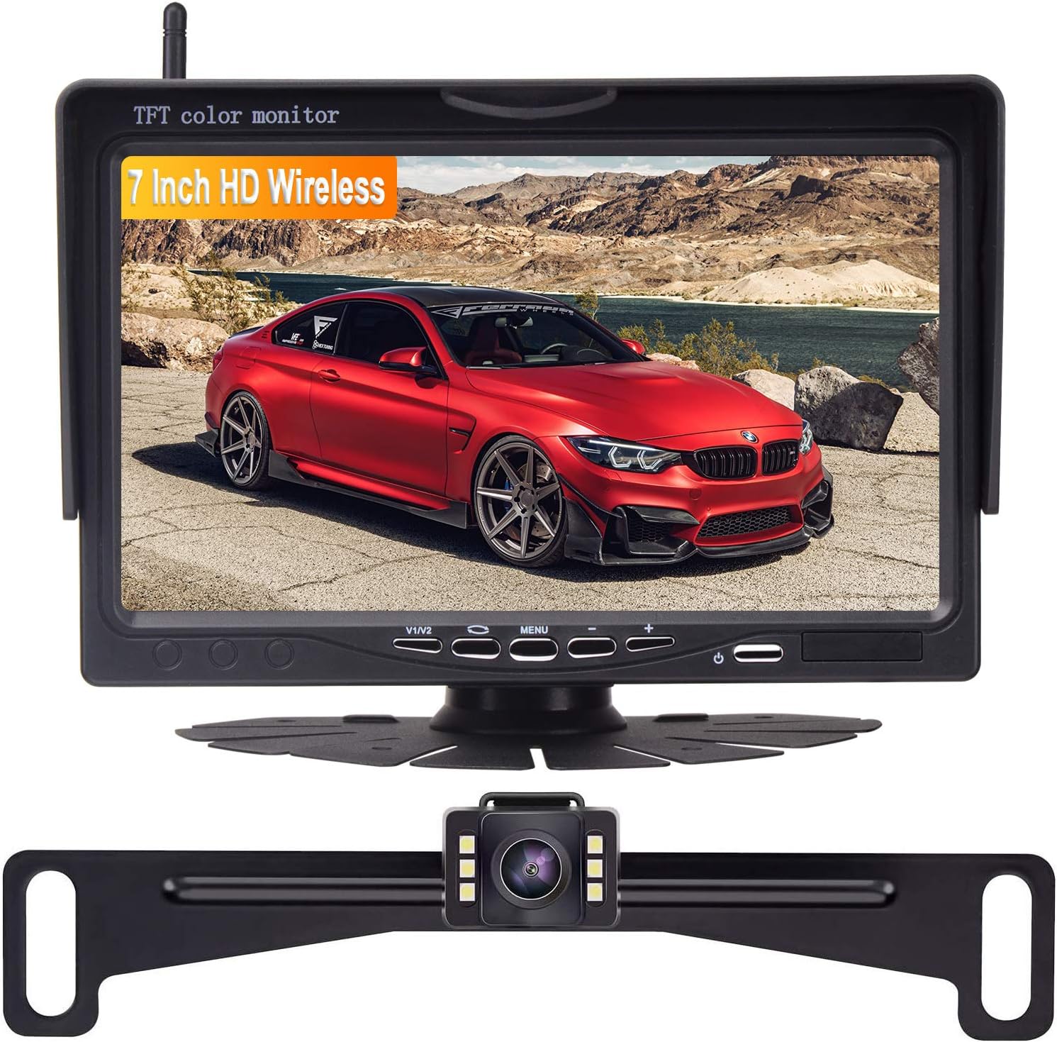 Amtifo Wireles Backup Camera Kit,HD 720P 7 Inch Monitor With Rear View Camera Designed For Cars,SUVs,Minivans