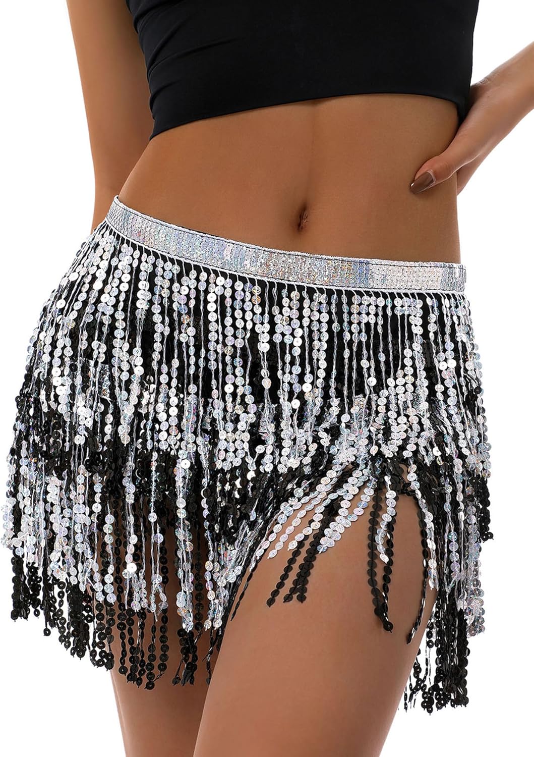 Achlibe Pailletten Minirock - Glitzerrock Für Party & Festival Mit Fransen