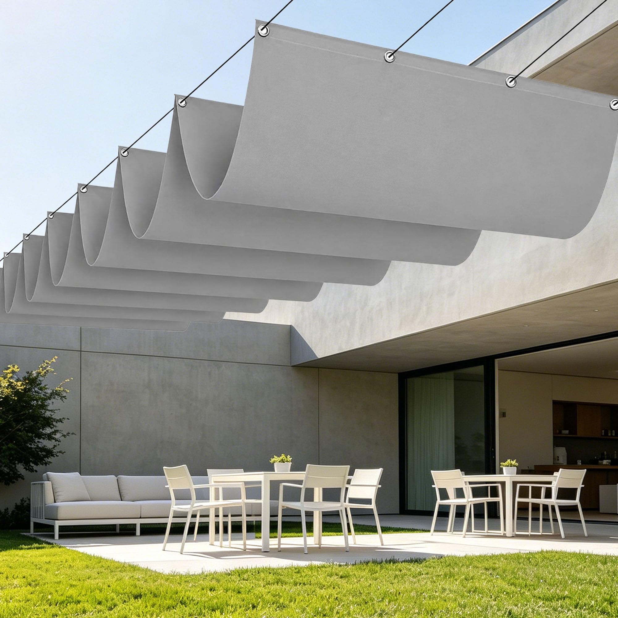 Voile d'ombrage gris clair résistante à l'eau pour bloquer le soleil du balcon