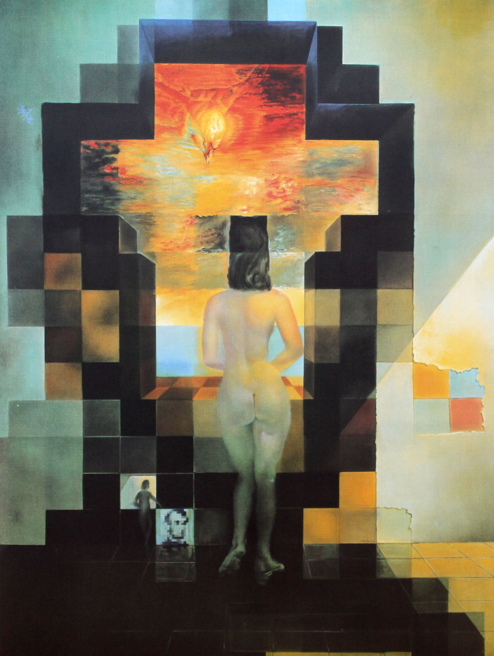 サルバドール・ダリ 大型リトグラフ 裸婦 貴族 天使 カーテン