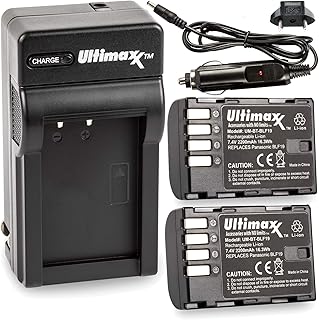 Ultimaxx AC/DC Rapid Home & Travel Charger & 2X BLF19 Extended Life Battery (2200mAh) Replacement for DMW- BLF19 for Panasonic Lumix DMC-GH3, DMC-GH4, DC-GH5, DC-GH5S, DC-G9 Cameras