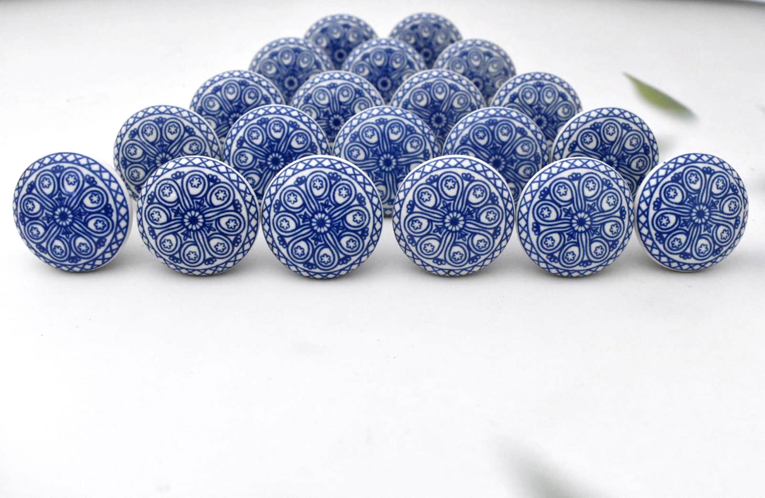 ARTISNO Ceramic Knobs Colorful Blue for Kitchen Cabinets Bathroom Cupboards Dresser Drawers Chest Handmade Pottery Set of 20 - Image 3