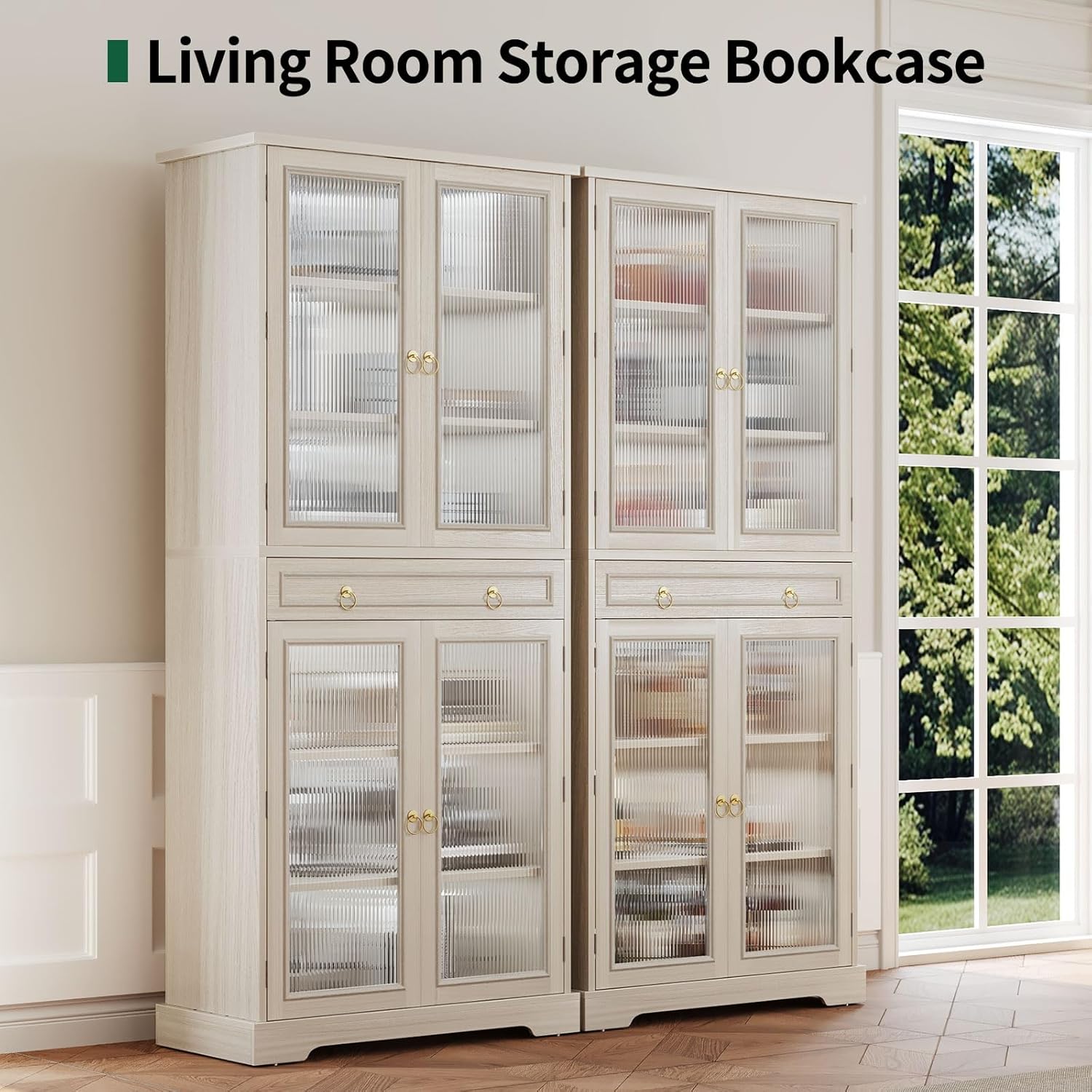 Kitchen Pantry Cabinet with Arcylic Doors and Adjustable Shelves - 72" Tall Storage Cabinet Freestanding Cupboard with Drawer, Food Pantry Cabinet, Wood Storage Cabinets for Dining Room, White