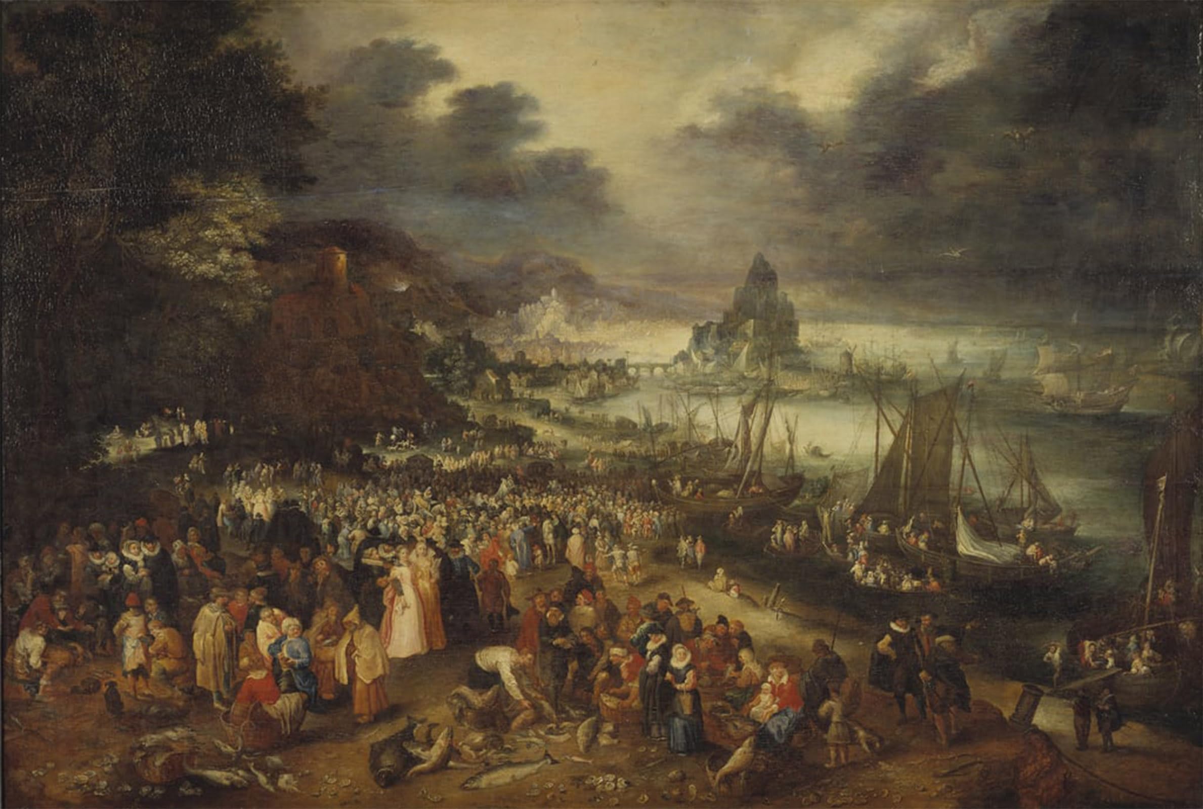 ARTXLXXBN Famous Art Print Poster Vintage Wall Art Christ Preaching From the Boat by Jan the Elder Brueghel Canvas Art Poster for Home Decor 60x90cm