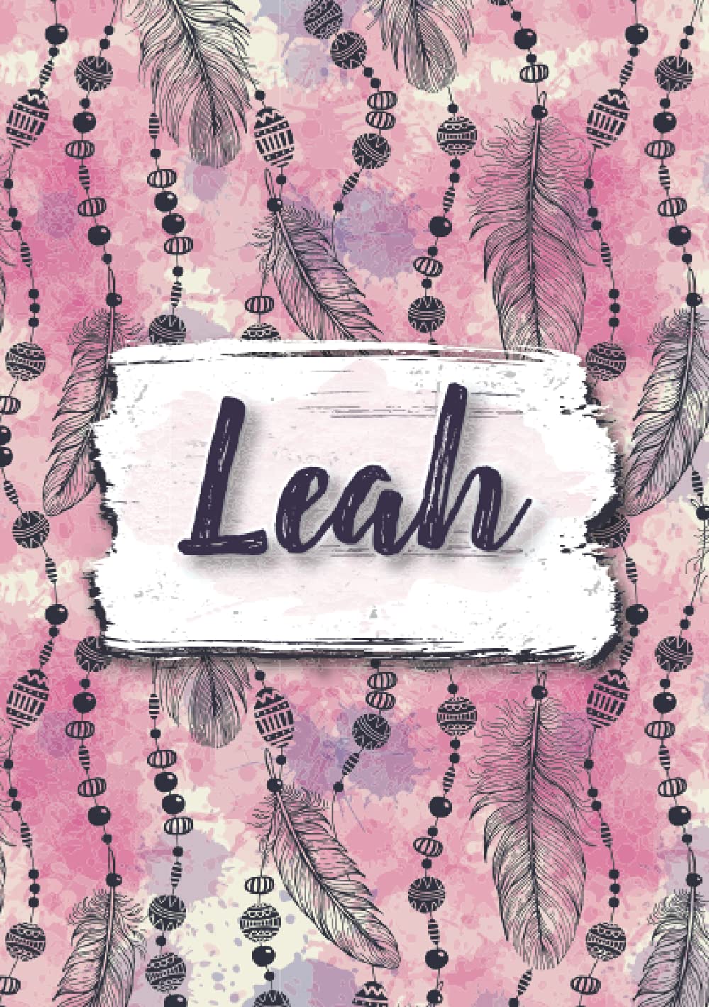 Leah: Notizbuch A5 | Personalisierter vorname Leah | Geburtstagsgeschenk für Frau, Mutter, Schwester, Tochter ... | Design: Boho federn | 120 Seiten liniert, Kleinformat A5 (14,8 x 21 cm)