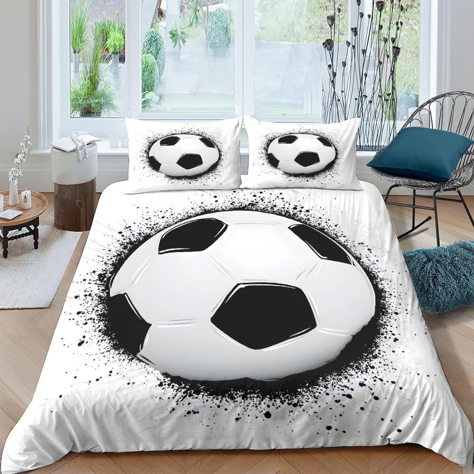 Ctjqhvkz Style-8 3D Printed Soccer Ball Fitted Sheet Microfiber Soft Bedroom Decor Football Bed Cover For Home Dorm Mattress Protection Single（135X200cm）