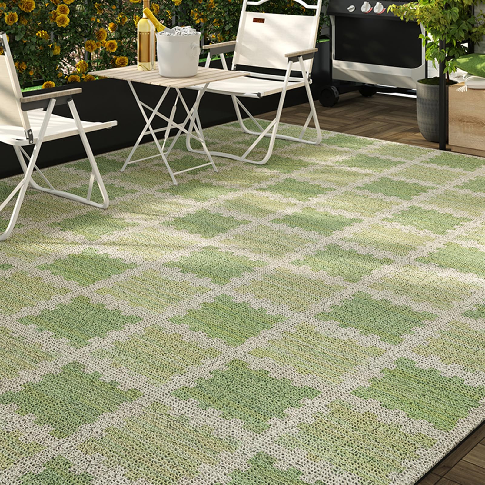 dywan zewnętrzny na patio, Antypoślizgowe, tkane maszynowo, odporne na warunki atmosferyczne dywany zewnętrzne, ulepszone, swobodnie cięte, bez piasku, dywaniki na drzwi wejściowe(D,120 * 240cm)