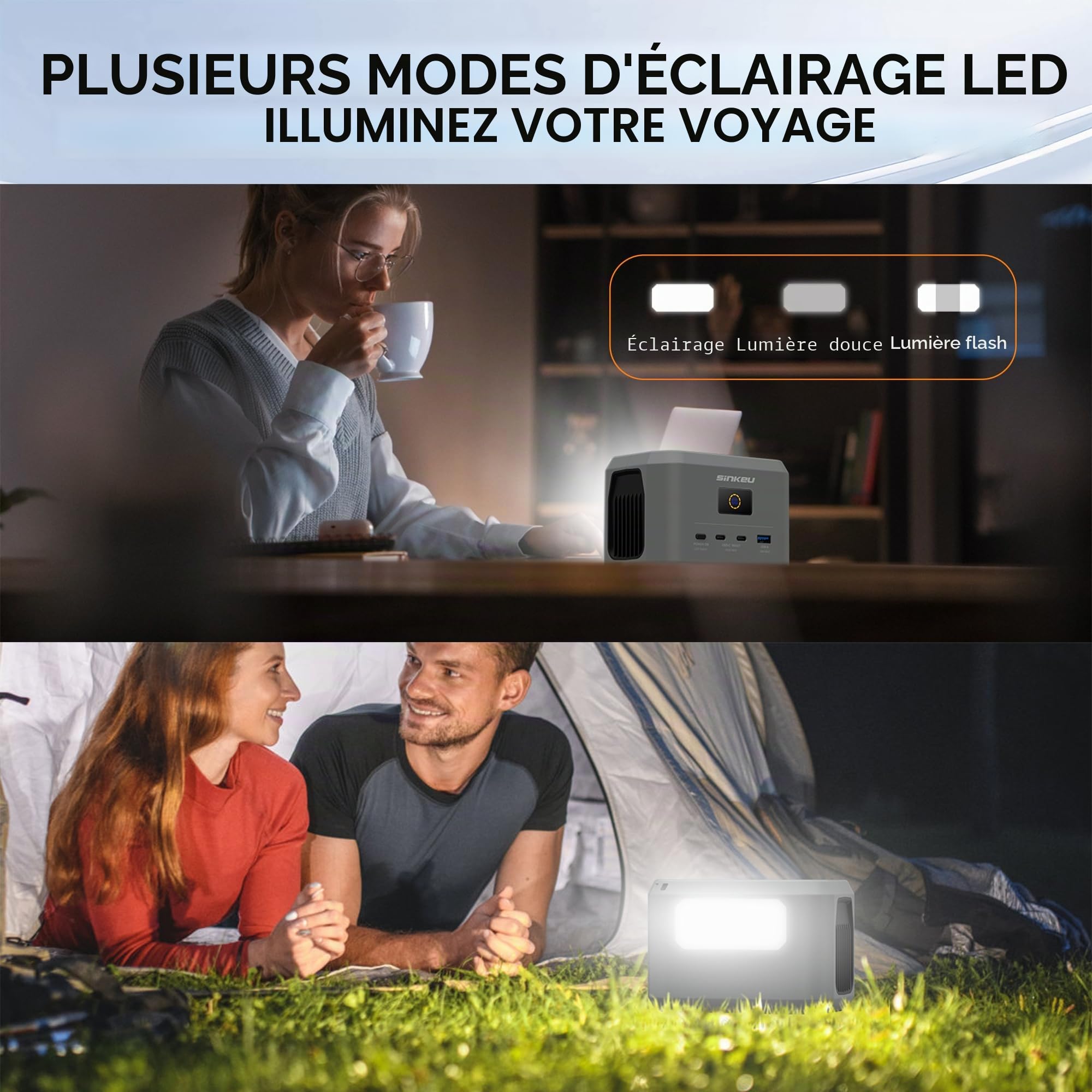 SinKeu Station d'alimentation portable, batterie LiFePO4 96 Wh, USB-C 100 W marche/sortie