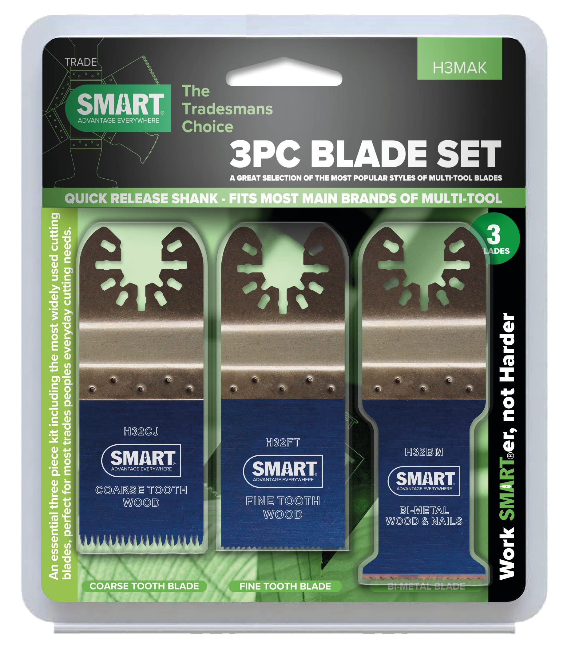 SMART Trade 3 Piece Blade Set - Professional Tool Set for Different Applications