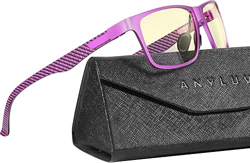 Miniatura 78 de ANYLUV Gafas de bloqueo de luz azul para hombre, gafas de juegos de computadora, ligeras, de metal Al-Mg, protección ocular antifatiga ocular