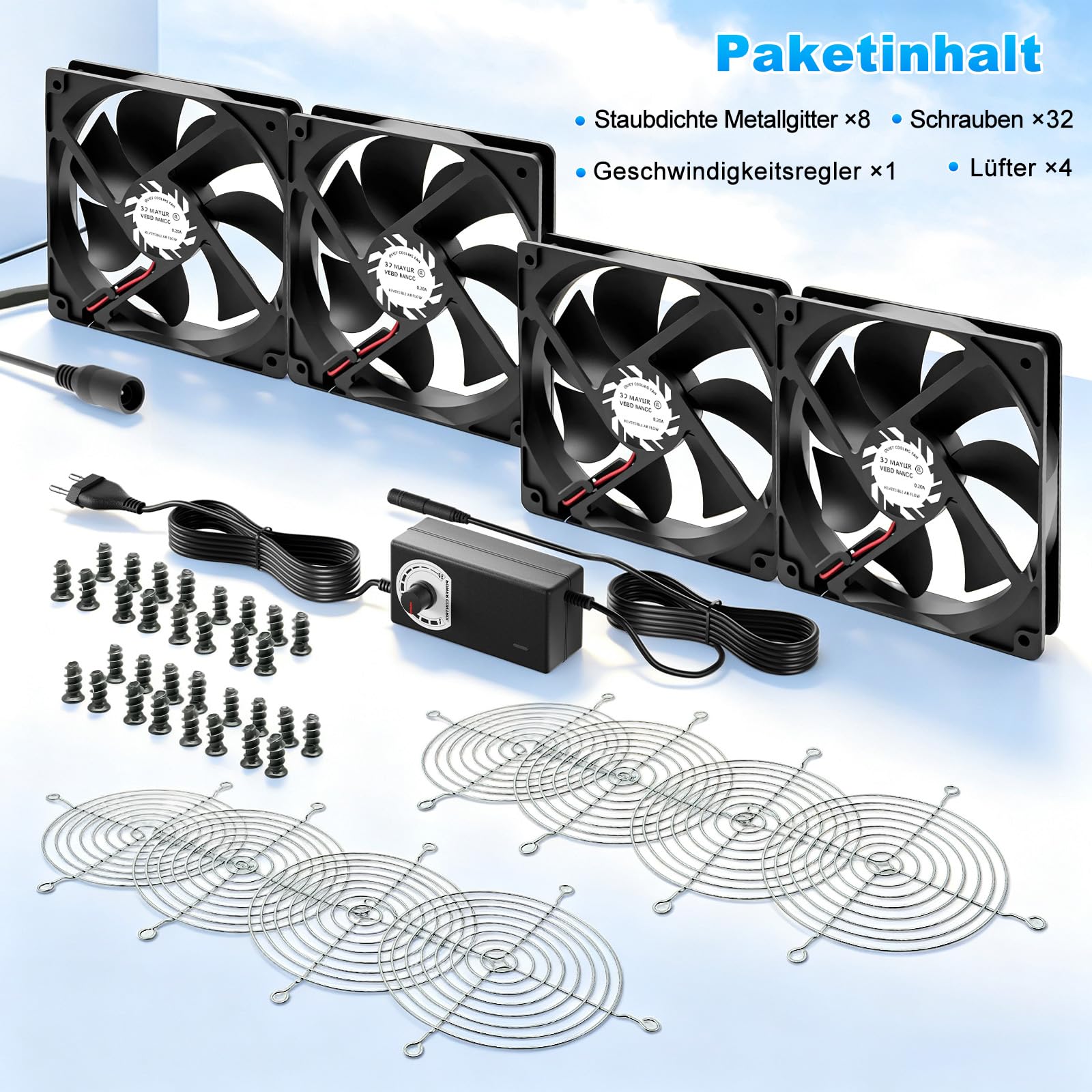480mm Ventilateur PC 12V, Ventilateur Ordinateur, 3000 RPM