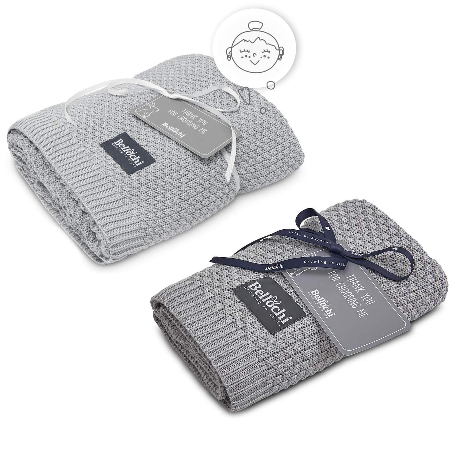 Bellochi Coperta Neonato Copertina Neonato Ospedale in Bambù - Set di Coperta Morbida e Antiallergica per Mamma e Bambino – Grigio