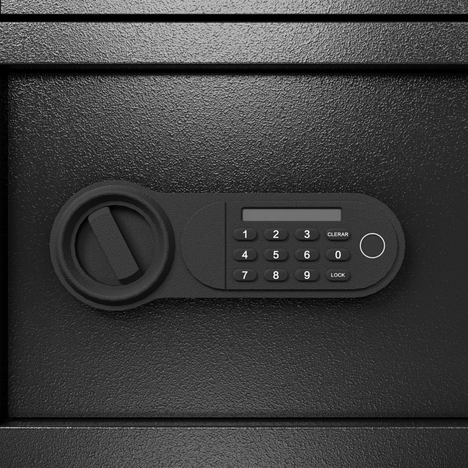 coffre Un coffre-fort de sécurité en acier avec un clavier électronique et une clé de rechange
