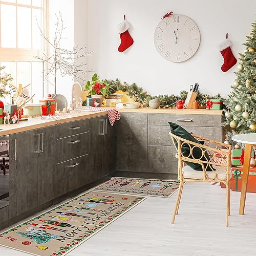 Miniatura 2 de 2 tapetes decorativos de cocina con diseño de cascanueces navideños, diseño de acuarela para exteriores, antideslizantes, para exteriores, baño,