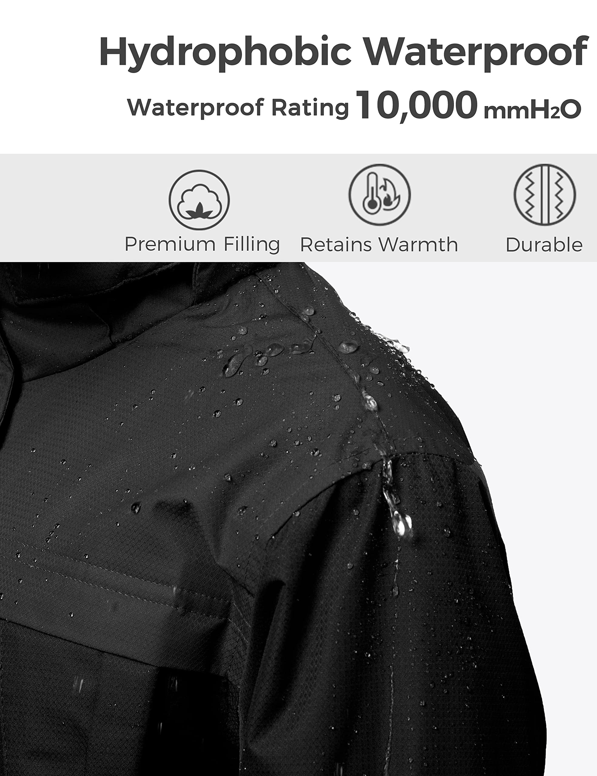 Wantdo Garçon Blouson de Ski Imperméable Hiver Veste de Pluie Voyage Veste Polaire Randonnée Manteau Hiver Chaud Veste de Snowboard Montagne