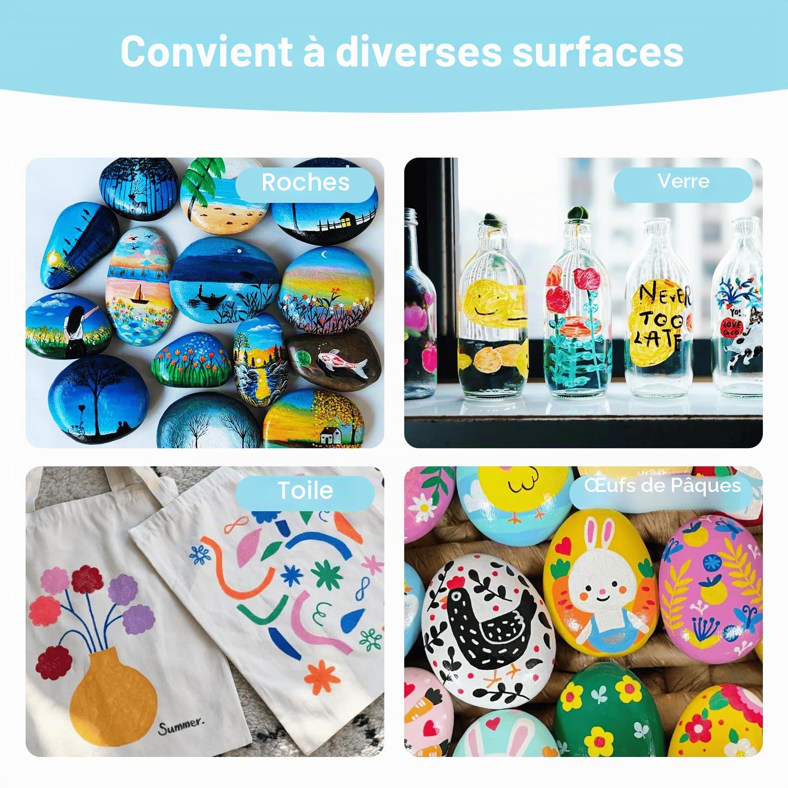 Arrtx Marqueurs Acryliques 90 Couleurs, Stylos à Pointe Pinceau avec Encre Aquarelle Imperméable pour Artisanat, Peinture sur Rochers, Pierre et Céramique