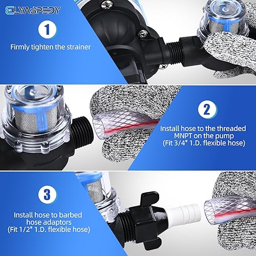 Miniatura 6 de 2025 2088-554-1442088-403-144 Bomba de agua dulce para RV, bomba de agua de diafragma autocebante de 12 V 3.5 GPM, 45 PSI, incluye interruptor de