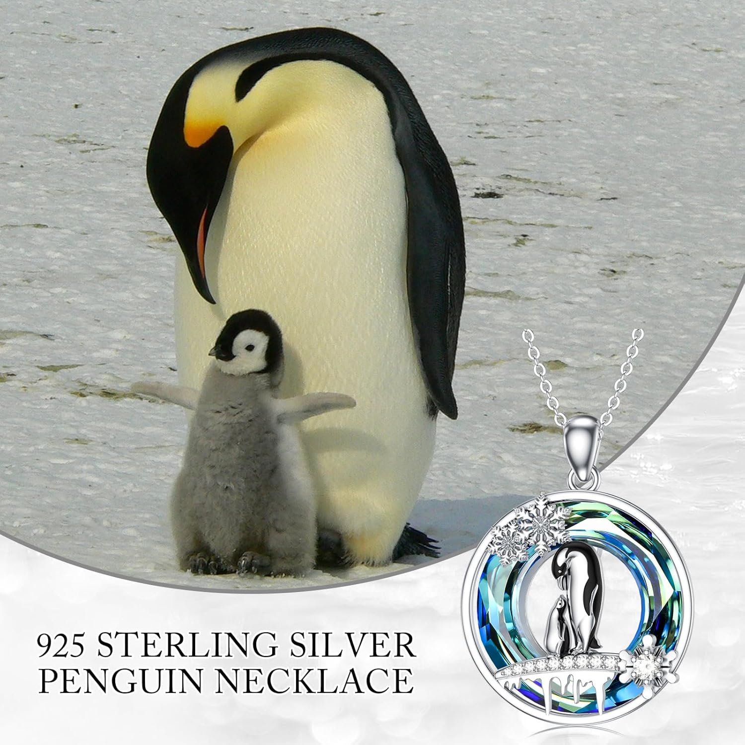 SELKAT Penguin Necklace 925 Sterling Silver Crystal Penguin Jewelry Penguin Gifts for Penguin Lover Women Penguin Snowflake Pendant - Image 2