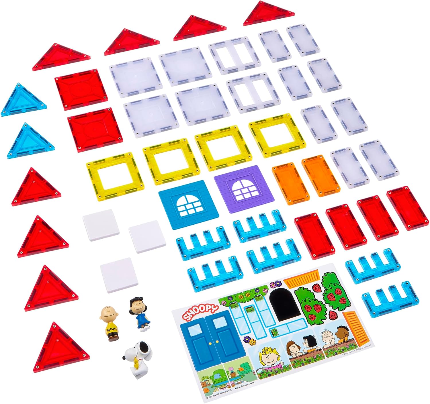 Magnetix 3D Peanuts Charlie Brown and Friends Magnetic Building Tile Playset, Educational, STEM Toys for Ages 3+, 50 Pieces