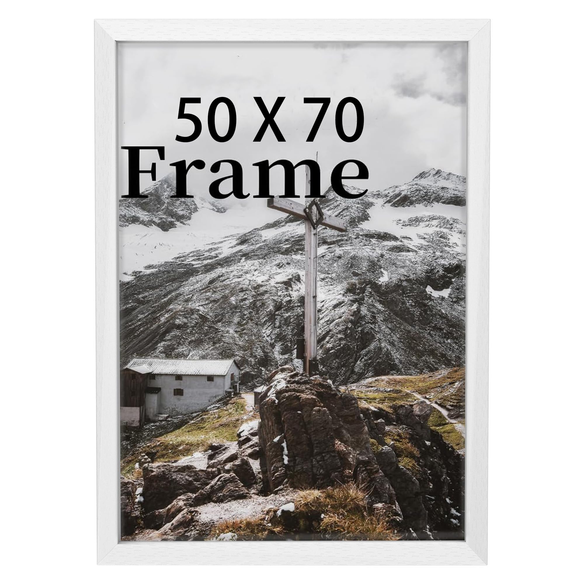 COMPOLICY 50x70cm Picture Frame – White Wooden Frame with Clear Acrylic Glass- Wall Mounting to Hang Portrait or Landscape — image 1