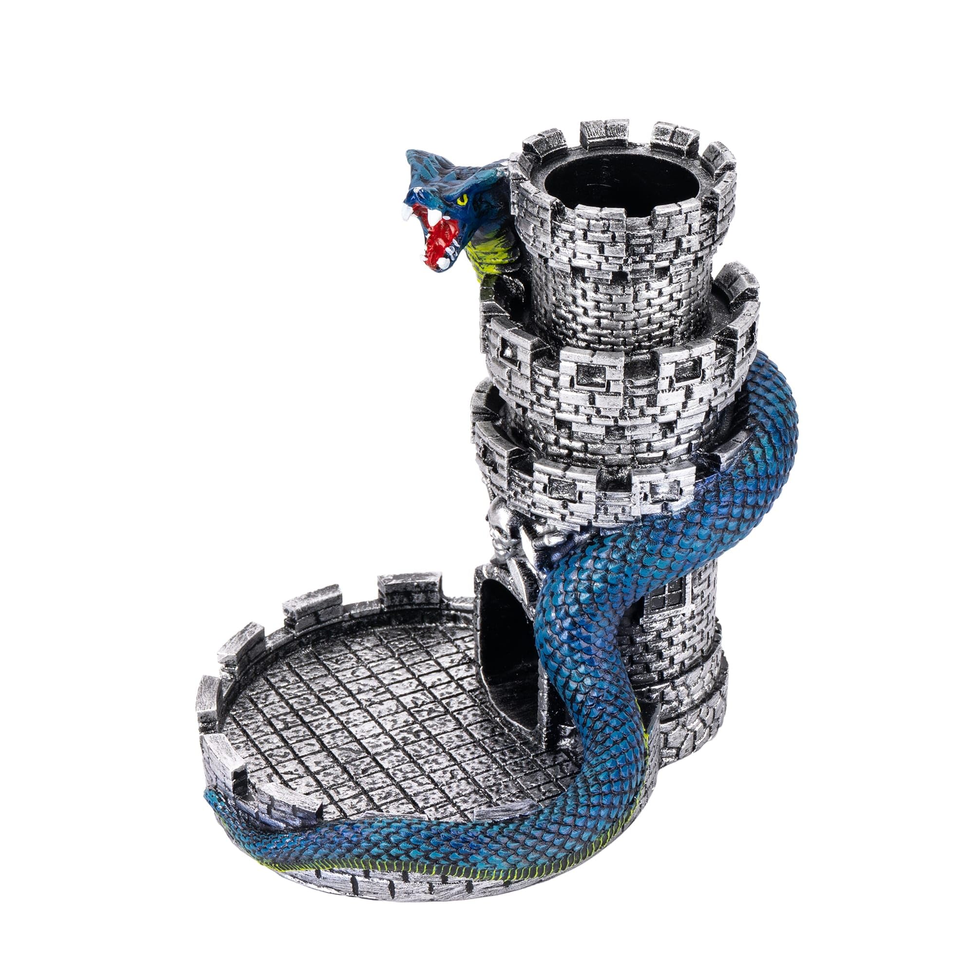 Castle DND Dice Tower Ancient Silver D&D Dice Rolling Tower for RPG, exact product listing photograph
