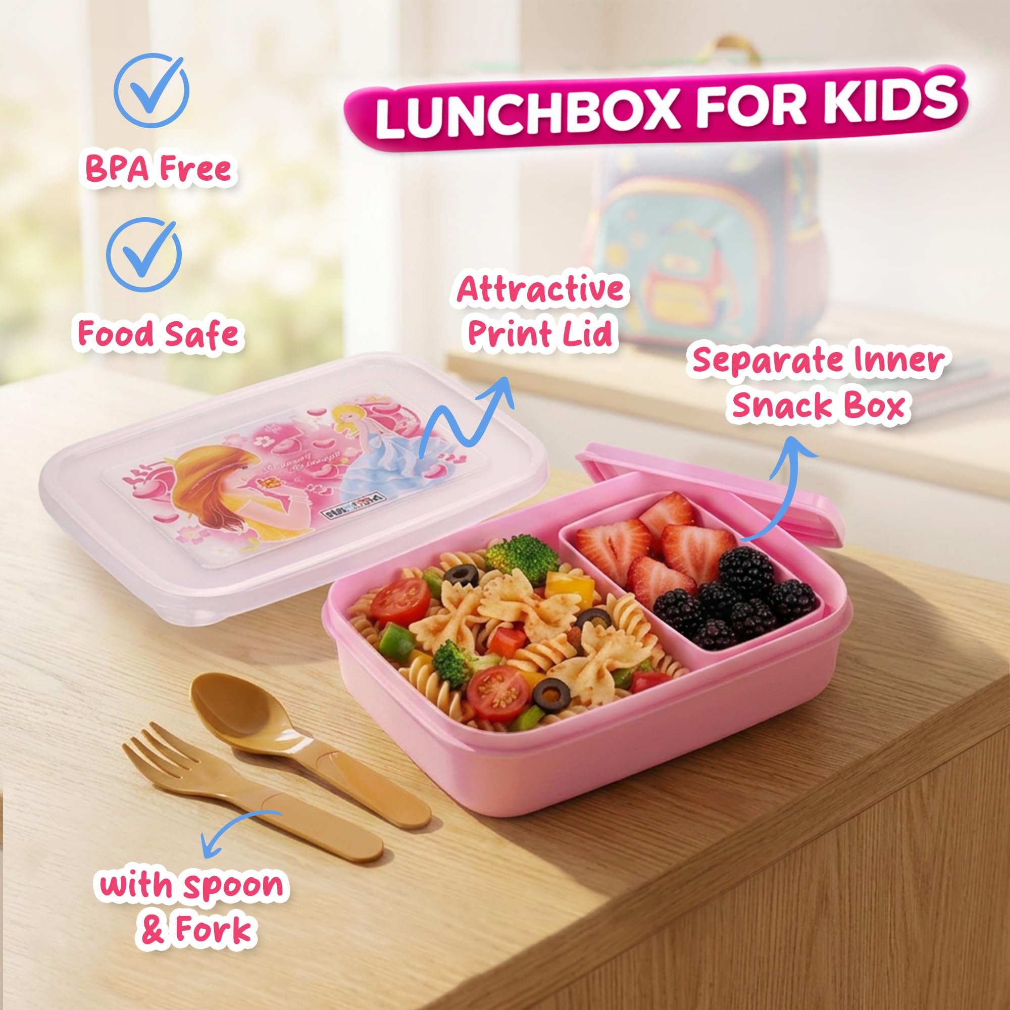 Nayasa Ninja Lunch Box - Kids BPA-Free Pink -4