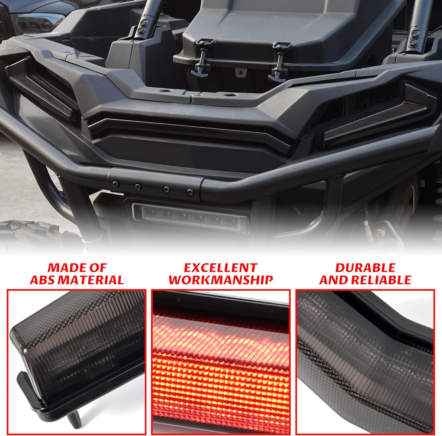 SAUTVS UTV Center Tail Light, Rear Center Accent Lamp Taillight OEM Replacement for Polaris RZR XP 1000 Turbo Sportsman 1000 XP 2019 2020 2021 2022 2023 Accessories(Smoked Black)