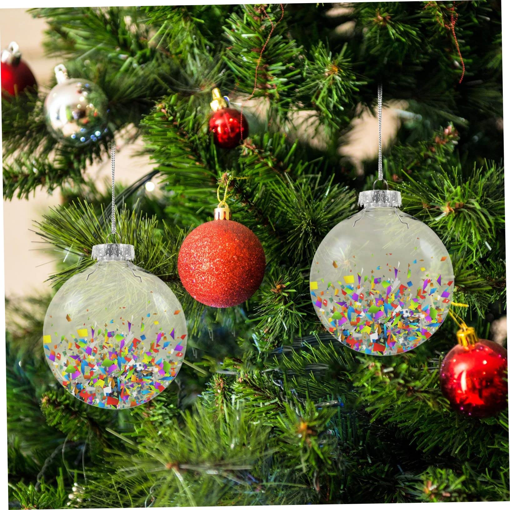 Zerodeko Bolas De Adorno Rellenables Transparentes 10 Cm Plástico Transparente Apertura Amplia Decoración Navideña DIY para Árbol De Navidad Colgantes 6 Piezas
