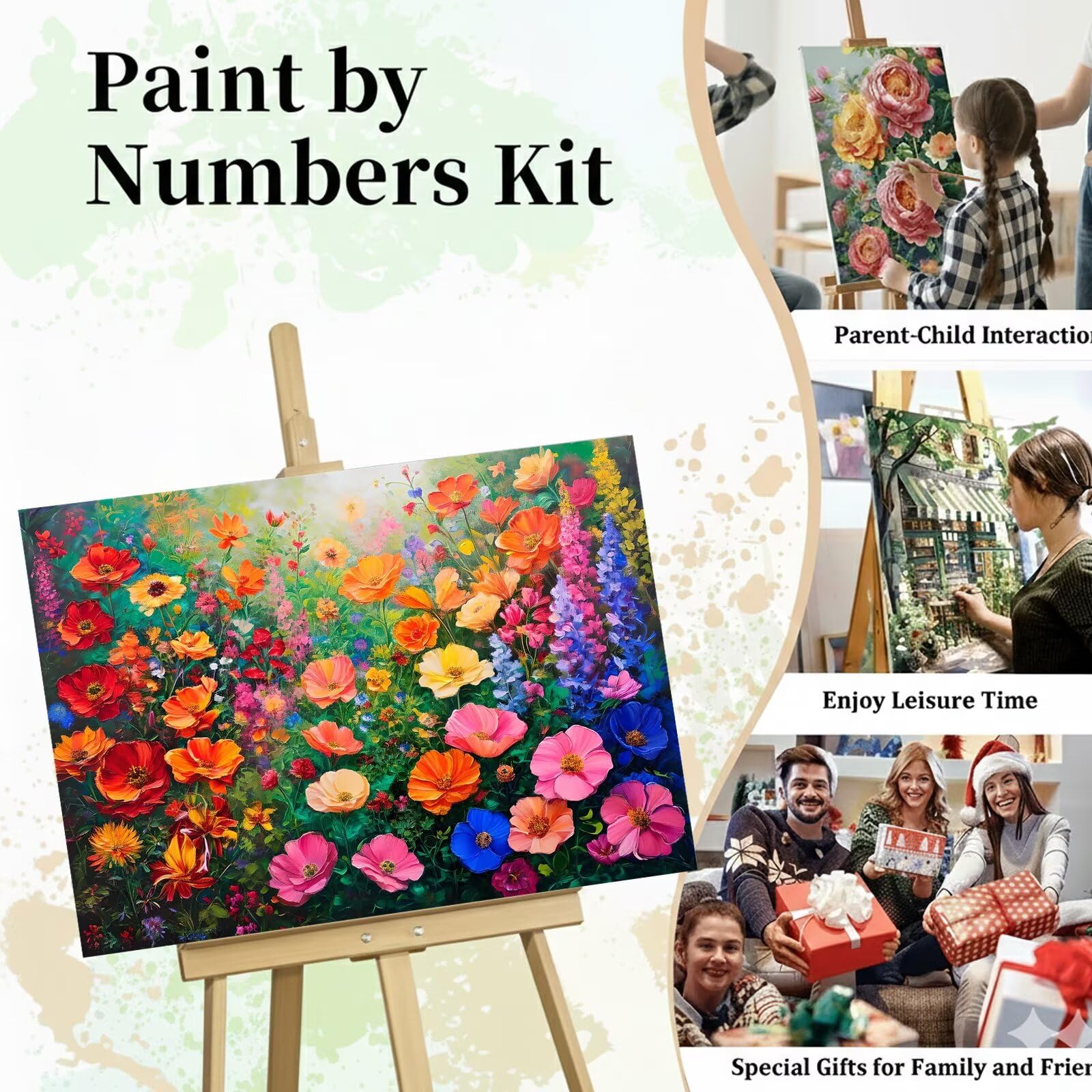 Dipingere con i Numeri Adulti Colorato, Kit di Pittura a Olio su Tela DIY con Pennelli Pittura a Pigmento Acrilico, Paint by Numbers Pianta Disegno, Regalo Creativo 70x100cm (Senza Cornice)-#379k