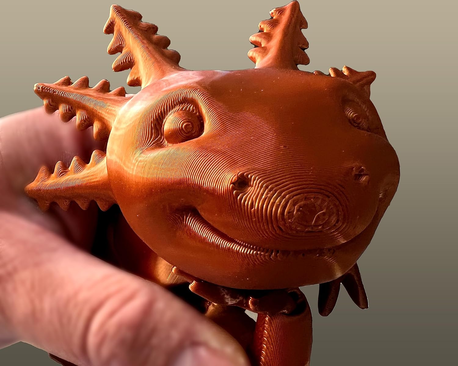 Axolotl Articulated 3D Printed Fidget Toy Design by MatMire Makes (Large, Normal Smile, Galaxy/Sparkle Purple)