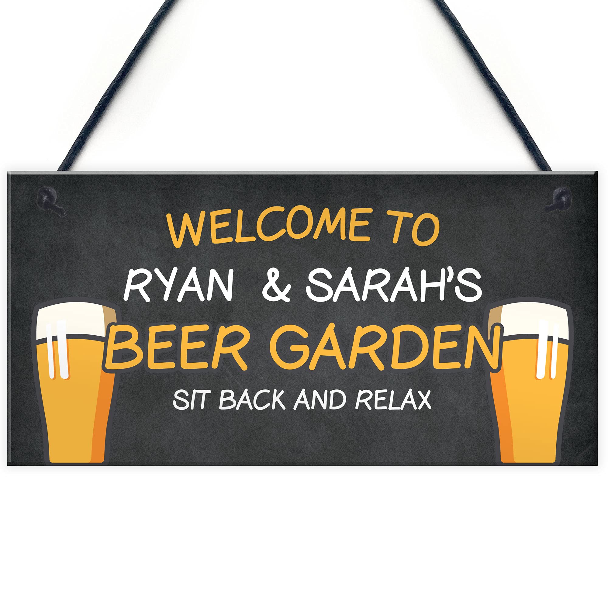 Welcome Beer Garden Sign Personalised Home Bar Garden Plaque Beer Alcohol Gift