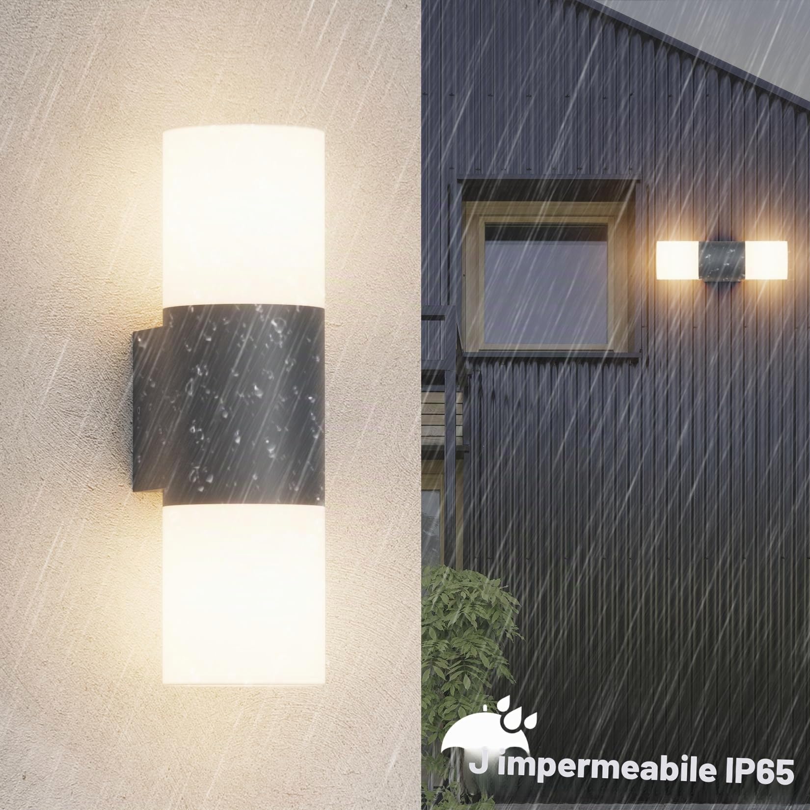 Klighten 2 pezzi Applique da Parete E27 Esterno/Interno, Antracite Su Giù Lampada da Parete, IP65 Lampada da Muro, Luci da parete Alluminio, per Balconi/Giardini, 40W Max, Non Inclusa Lampadina