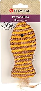 Flamingo Jouet pour Chat « Justo Poisson Brun et Jaune » – Idéal pour Maine Coon, Siamois, British Shorthair et Ragdoll, interactif et ludique