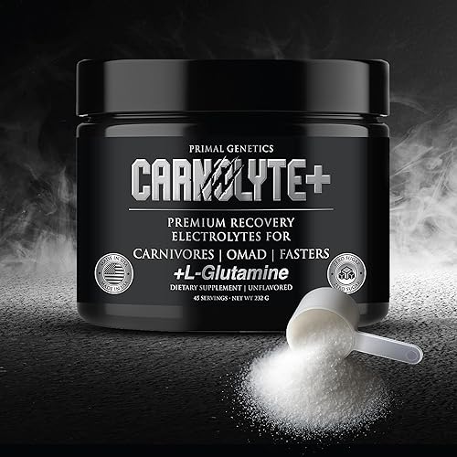 Miniatura 3 de Polvo de electrolitos prémium para carnívoro, ayuno y OMAD, Keto  Mezcla sin sabor sin carbohidratos con glutamina  sodio, potasio, magnesio  45