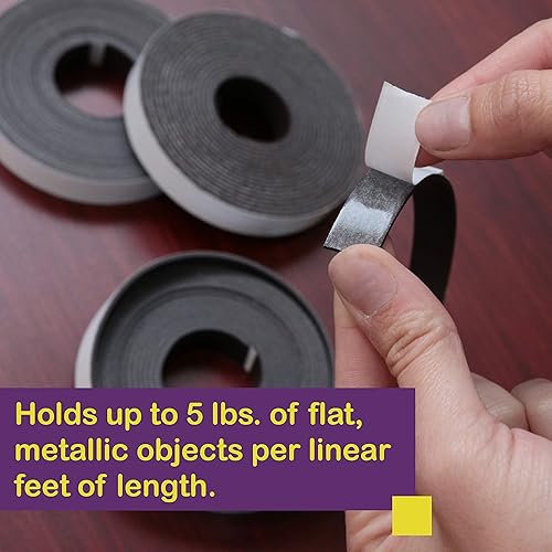 Miniatura 6 de ATack Rollo de cinta magnética, 1 pulgada x 6 pies, autoadhesivo, despegar y pegar en tiras magnéticas de doble cara para refrigerador, manualidades