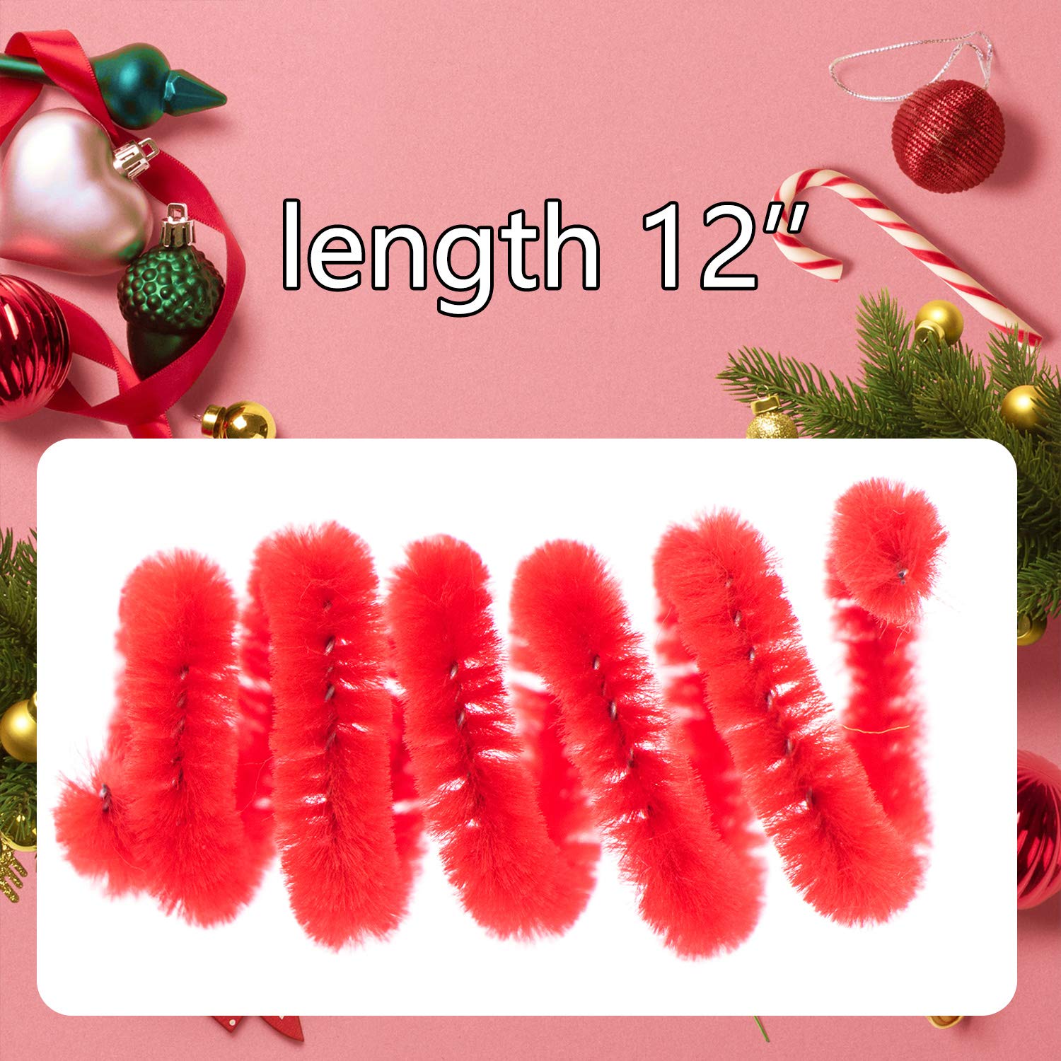 Waycreat 400 Pieces Pipe Cleaners Red Chenille Stem for DIY Art Craft Decorations (6mm x 12 Inch), B:Red,400PCS - Image 2