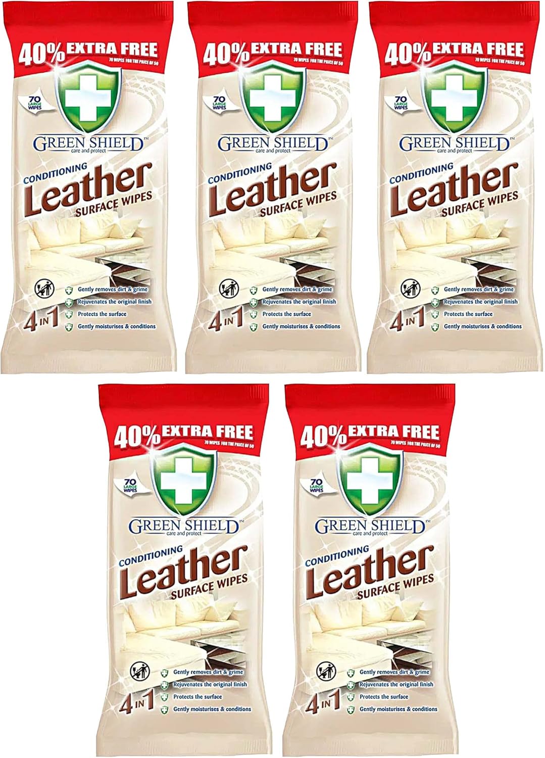 Leather Surface Wipes 4in1 Conditioning Dirt Grime Protect Wipes