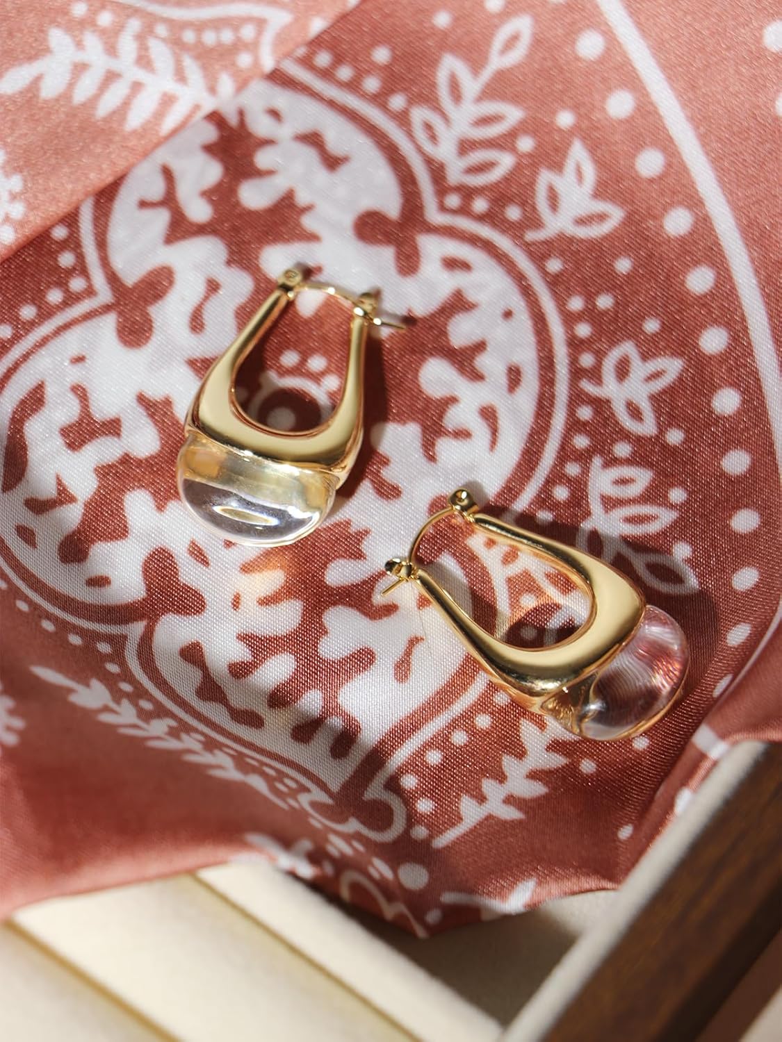 Boho Statement Earrings for Women Gold Dangle Earrings with Colored Resin Gemstone, Unique Baroque Drop Earrings, Handmade Bohemian Fashion Jewelry Gifts - Image 5