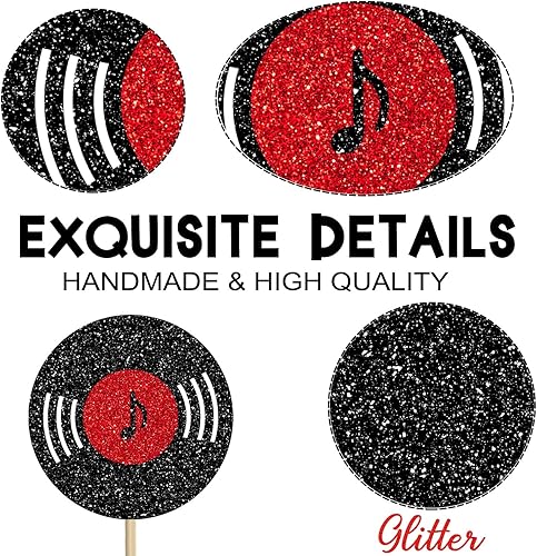 Miniatura 5 de Centro de mesa de notas musicales para decoración de fiesta de cumpleaños musical de rock, 12 piezas de decoración de mesa de guitarra de rock con