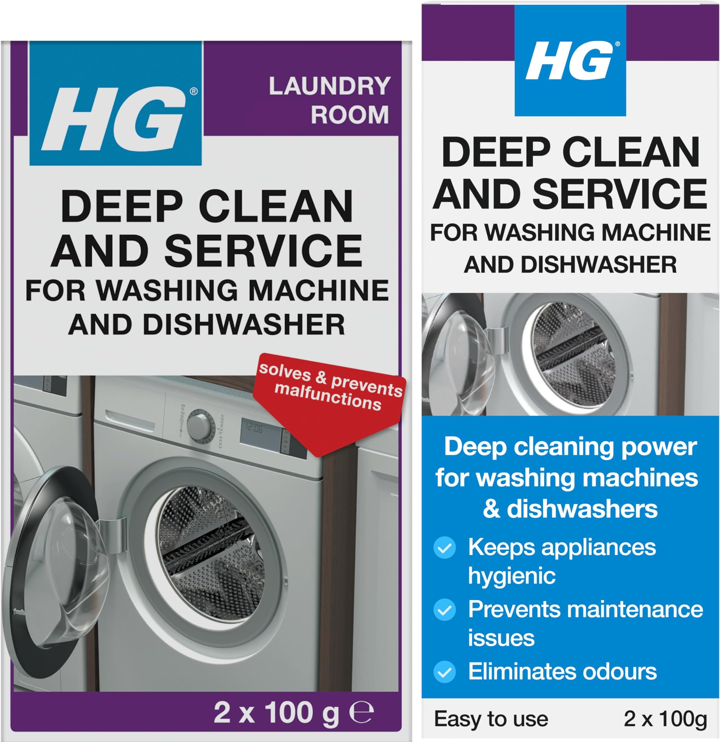 Deep Clean & Service | Cleans Washing Machines & Dishwashers | 2 x 100g