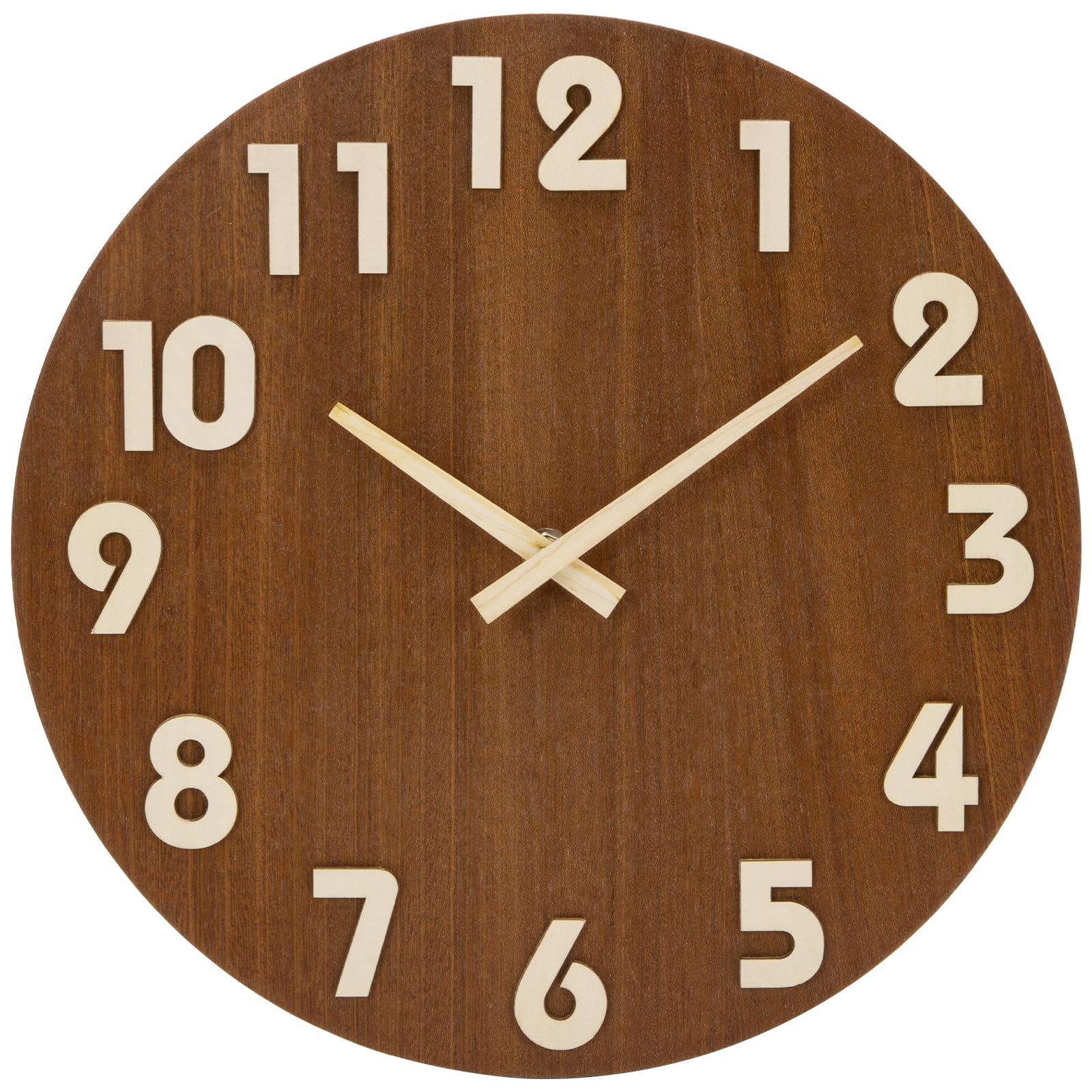 Warminn 9 mm Thick MDF Wooden Wall Clock Without Ticking Noises Silent Modern 30 cm Quartz Large Battery Operated Wall Clock Easy to Read for Room Home Kitchen Bedroom Office School