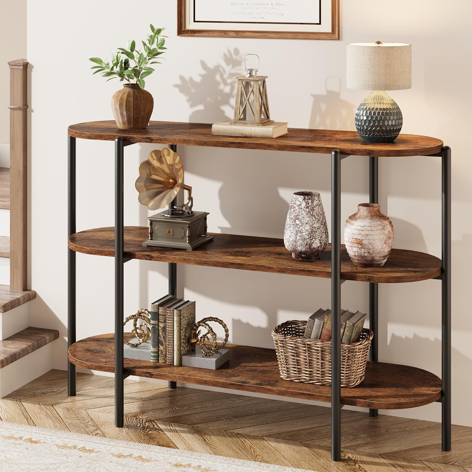 GarveeHome Entryway Console Table, 3 Tier Industrial Metal