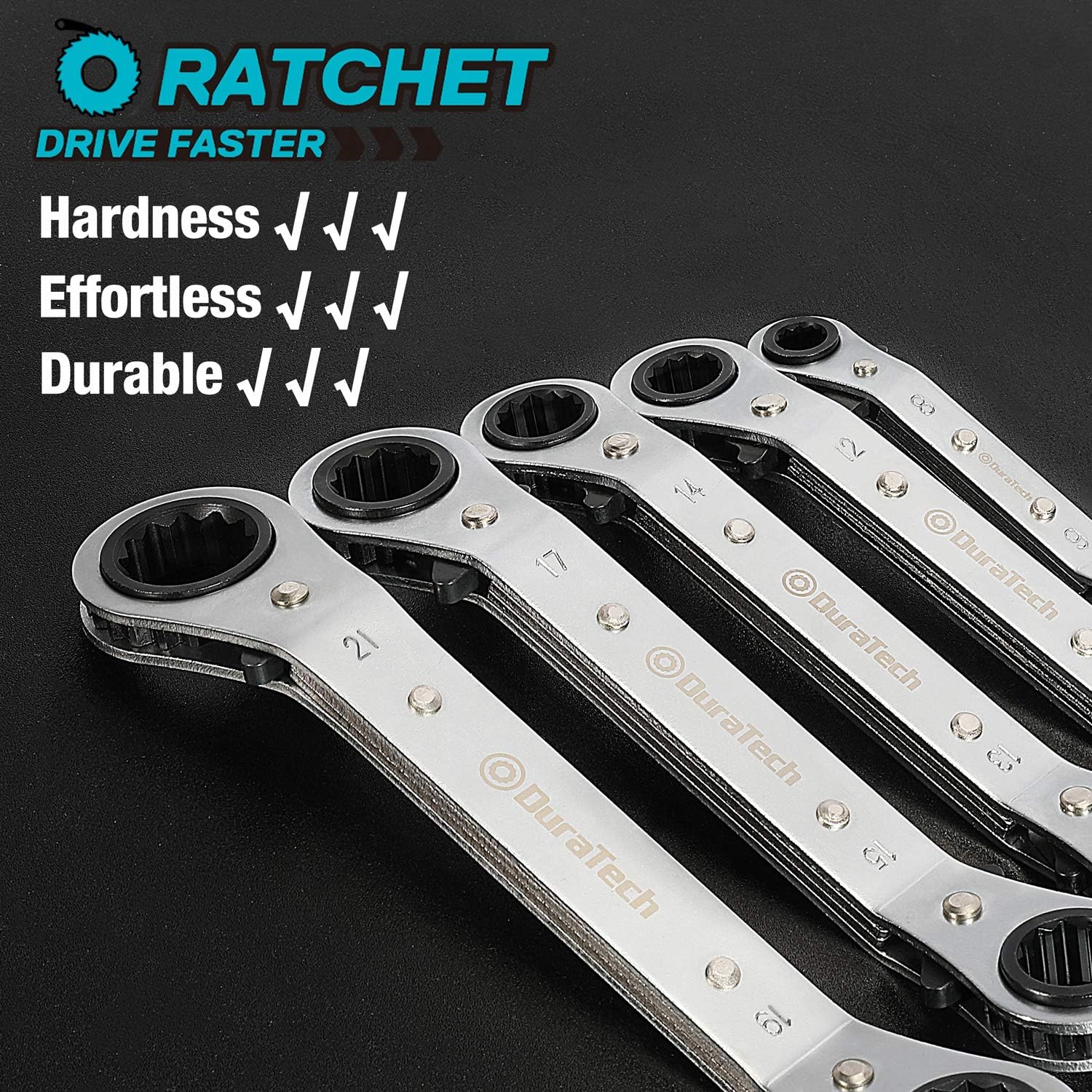 Mechanic using a DURATECH offset ratcheting wrench in a tight automotive space