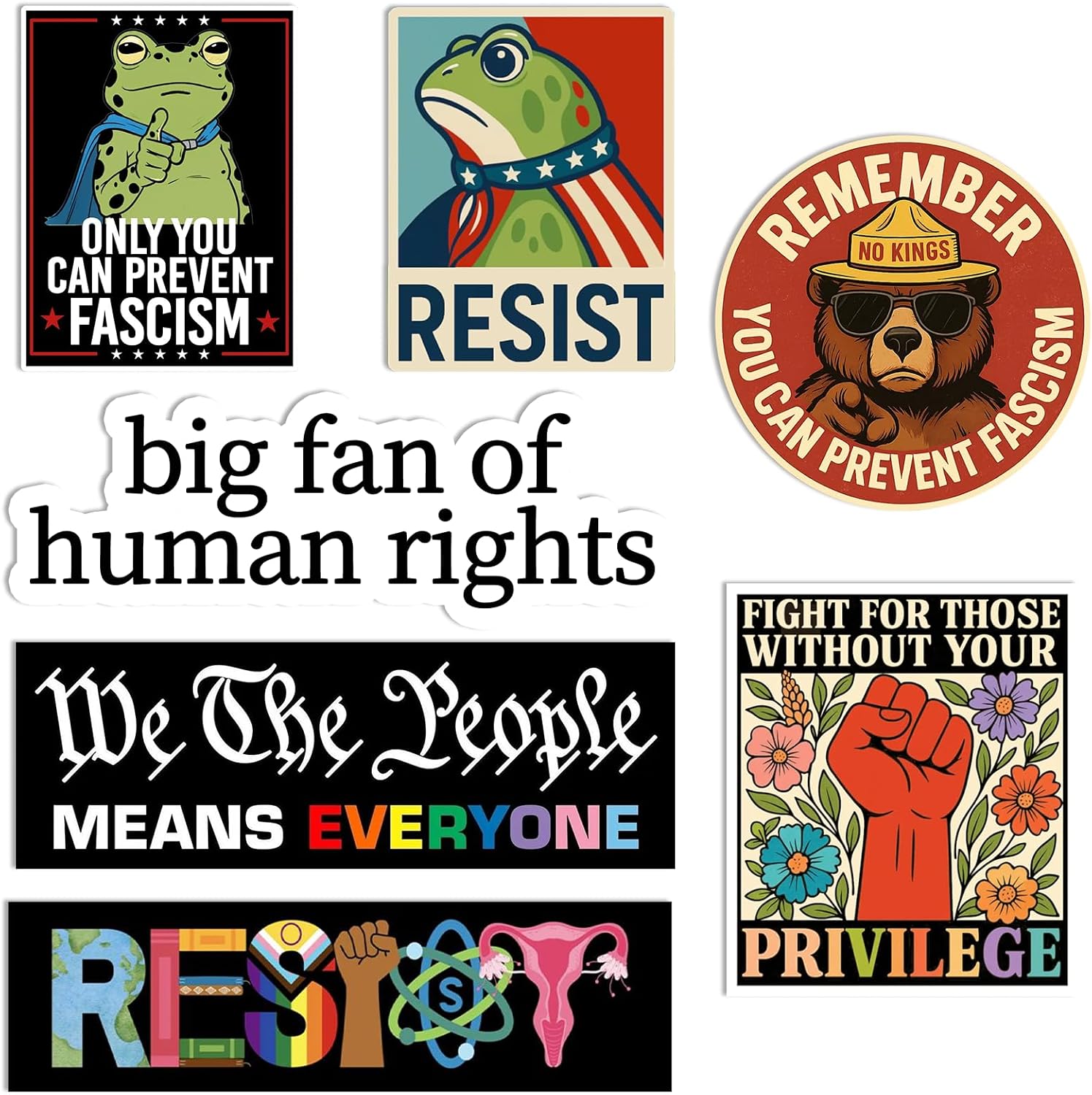 [8in-7pcs] Resist Stickers Hummen Rights Decals LGBTQ Trans Equality Liberal Social Justice Waterproof Vinyl Stickers for Bumper, Refrigerator, Cruise Door, Car, Truck